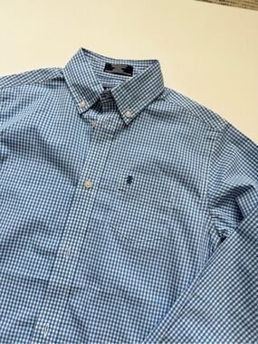 Izod Boys Blue Gingham Button-Down Shirt